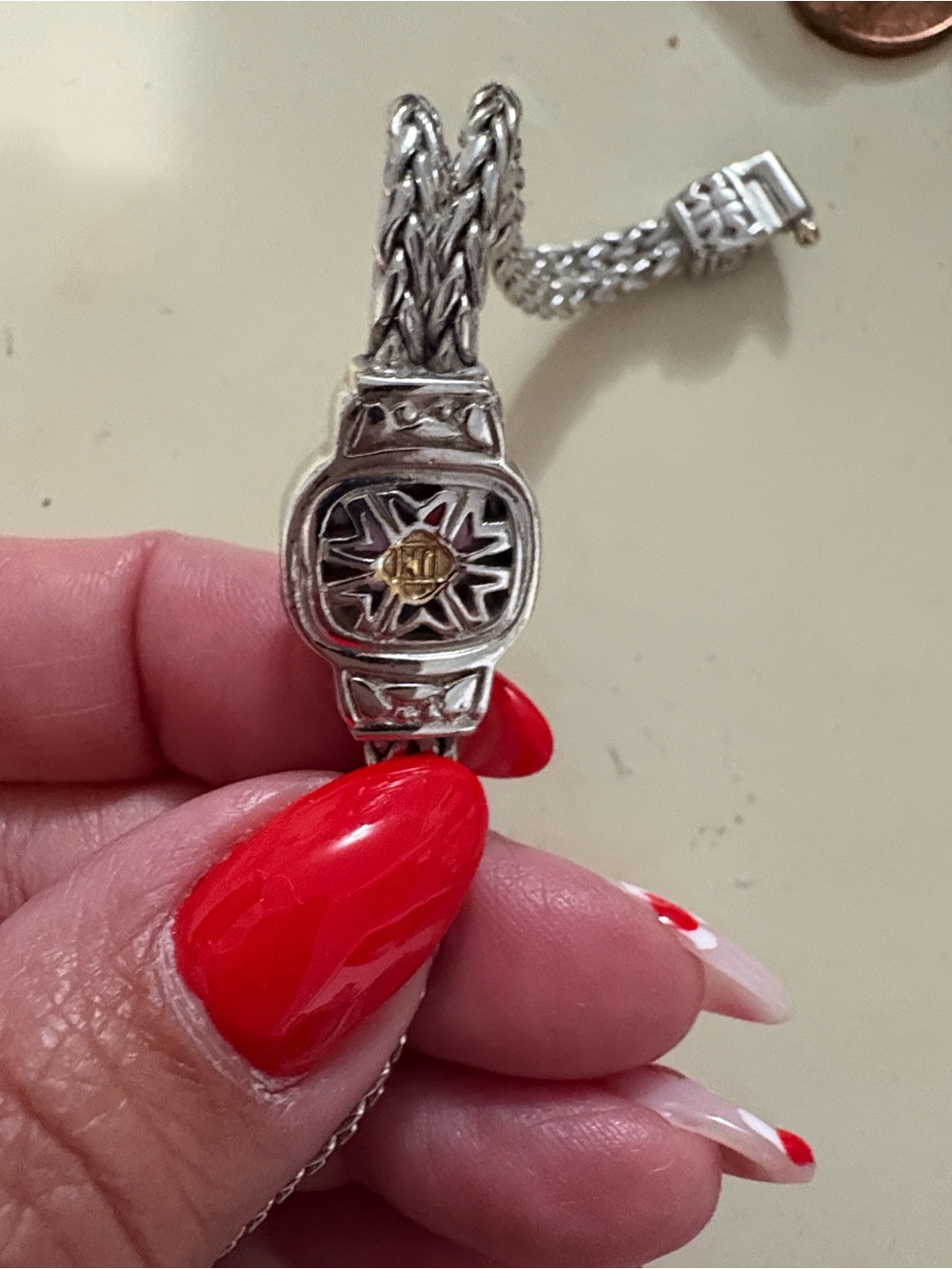 Red Oval Halo Cocktail Ring with Clear Accent Stones - Picture 7 of 16